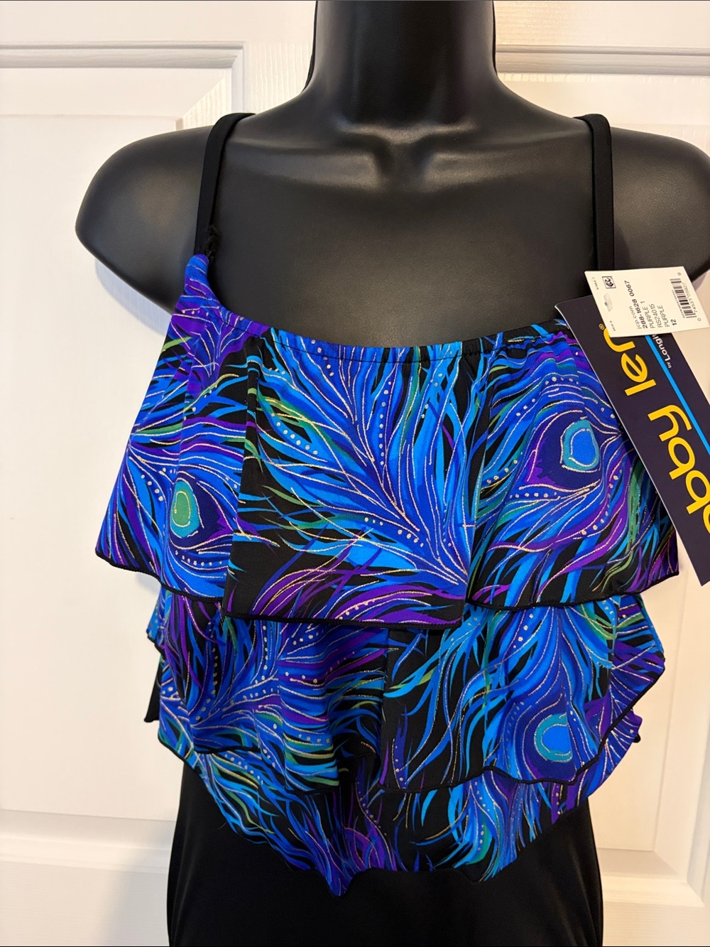 Robbie Len by Longitude NWT Blue & Purple print one piece swimsuit size 12